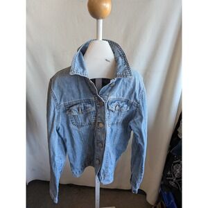 Flash Lights Light Wash Denim Trucker Jacket Blue Cotton Jean Jacket